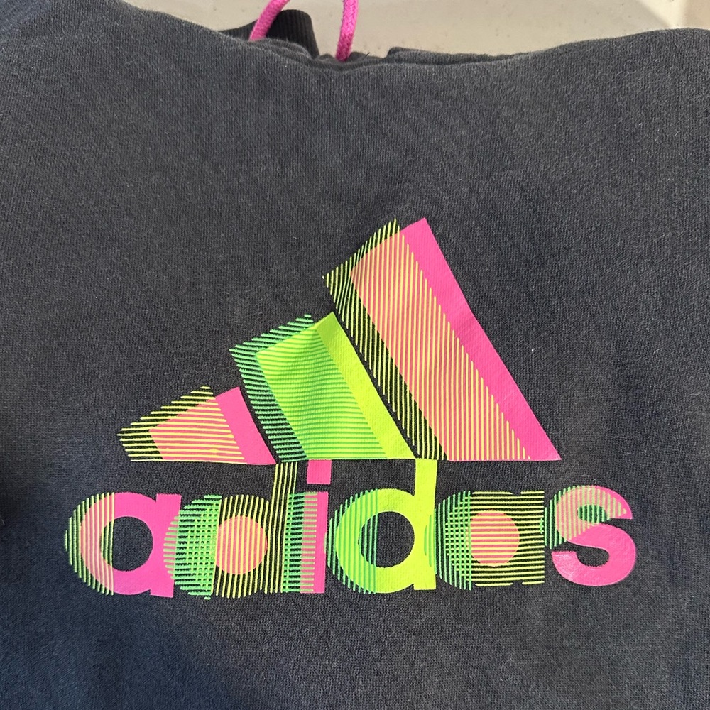 Adidas Hoodie Sweatshirt Womens Size Medium Black With Pink Accents